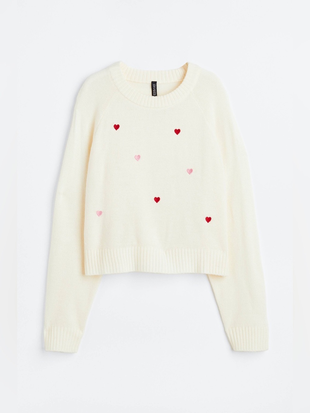 Divided H&M Embroidered Heart Sweater NWOT